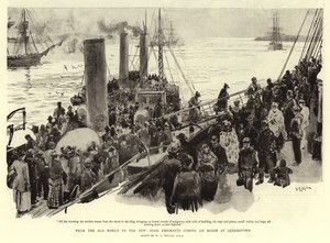 Az óvilágtól az újig ír emigránsok jönnek a fedélzetre Queenstownban alkotó: William Lionel Wyllie